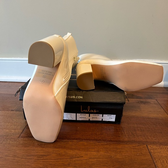 Lulus Bekka white patent square toe mid calf boot, size 7 1/2.  Brand new! - Picture 5 of 11